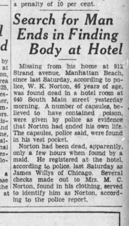Noticia sobre el suicido de W.K. Norton