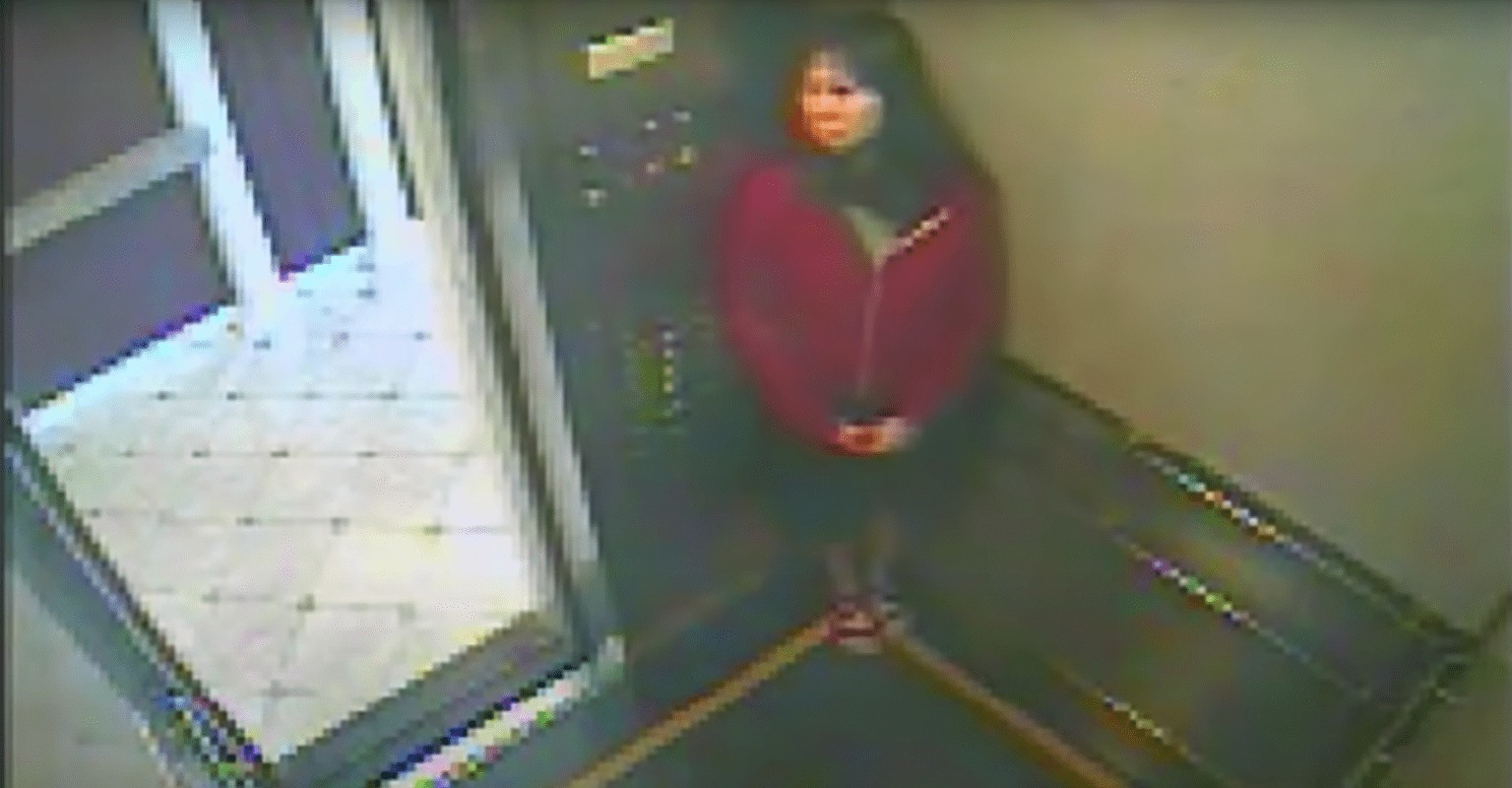 Elisa Lam en el video del elevador donde parece esconderse